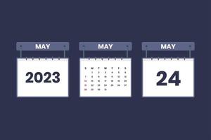 24 de mayo de 2023 icono de calendario para horario, cita, concepto de fecha importante vector