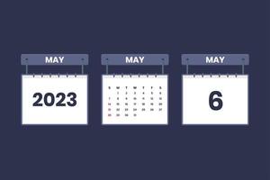 6 de mayo de 2023 icono de calendario para horario, cita, concepto de fecha importante vector