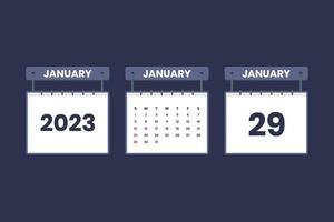 29 de enero de 2023 icono de calendario para horario, cita, concepto de fecha importante vector