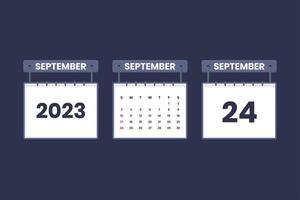 24 de septiembre de 2023 icono de calendario para horario, cita, concepto de fecha importante vector