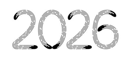 New Year 2026 from black dotted lines on white background. vector