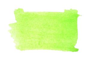 Green rectangular stain of watercolor paint isolated on white. Background for text. Vector illustration