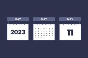 11 de mayo de 2023 icono de calendario para horario, cita, concepto de fecha importante vector