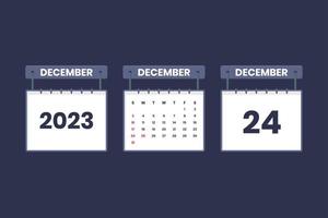 24 de diciembre de 2023 icono de calendario para horario, cita, concepto de fecha importante vector