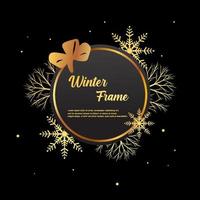 Winter round frame with snowflake and space for text. vector