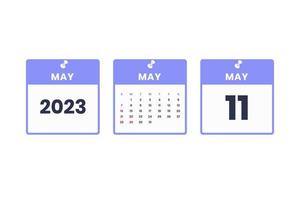 May calendar design. May 11 2023 calendar icon for schedule, appointment, important date concept vector