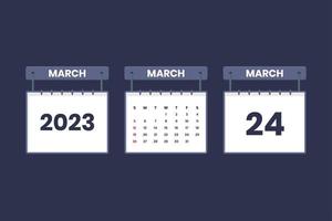 24 March 2023 calendar icon for schedule, appointment, important date concept vector