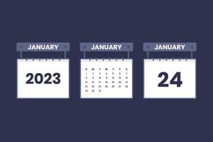 24 January 2023 calendar icon for schedule, appointment, important date concept vector