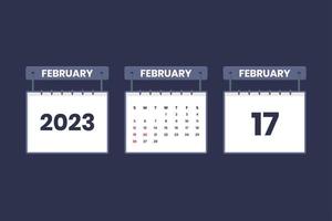 17 February 2023 calendar icon for schedule, appointment, important date concept vector