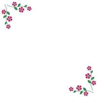 Corner of small red flowers in the style of Ukrainian embroidery, flat vector, isolate on white, square background vector