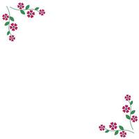 Corner of small red flowers in the style of Ukrainian embroidery, flat vector, isolate on white, square background vector