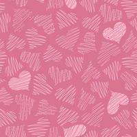 Seamless pattern with hand drawn pink hearts on the pink background. vector