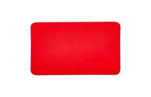 Red paper sticker label isolated on white background photo