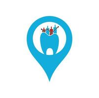 Dental finance map pin shape concept icon logo. Dental stat vector logo design template.