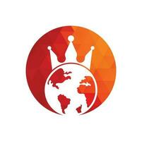 King Planet Vector Logo Design. Globe King Logo Icon Design.