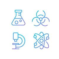 Laboratory research pixel perfect gradient linear vector icons set. Medical lab equipment. Chemical experiment. Thin line contour symbol designs bundle. Isolated outline illustrations collection