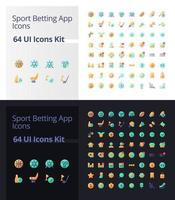 Sport betting app pixel perfect flat gradient color ui icons kit for dark, light mode. Gambling online. Vector isolated RGB pictograms. GUI, UX design for web, mobile. Poppins font used