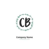 cb escritura inicial a mano y diseño de logotipo de firma con círculo. hermoso diseño de logotipo escrito a mano para moda, equipo, boda, logotipo de lujo. vector