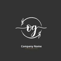 OG Initial handwriting and signature logo design with circle. Beautiful design handwritten logo for fashion, team, wedding, luxury logo. vector