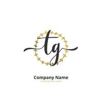 TG Initial handwriting and signature logo design with circle. Beautiful design handwritten logo for fashion, team, wedding, luxury logo. vector