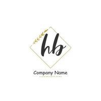 HB Initial handwriting and signature logo design with circle. Beautiful design handwritten logo for fashion, team, wedding, luxury logo. vector