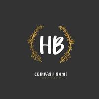 hb escritura a mano inicial y diseño de logotipo de firma con círculo. hermoso diseño de logotipo escrito a mano para moda, equipo, boda, logotipo de lujo. vector