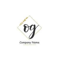 OG Initial handwriting and signature logo design with circle. Beautiful design handwritten logo for fashion, team, wedding, luxury logo. vector