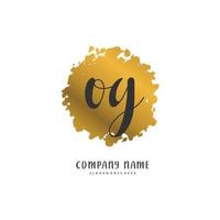 OG Initial handwriting and signature logo design with circle. Beautiful design handwritten logo for fashion, team, wedding, luxury logo. vector