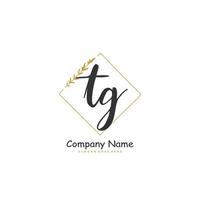 TG Initial handwriting and signature logo design with circle. Beautiful design handwritten logo for fashion, team, wedding, luxury logo. vector