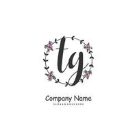 TG Initial handwriting and signature logo design with circle. Beautiful design handwritten logo for fashion, team, wedding, luxury logo. vector