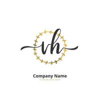 VH Initial handwriting and signature logo design with circle. Beautiful design handwritten logo for fashion, team, wedding, luxury logo. vector