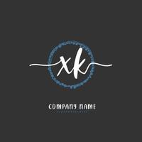 XK Initial handwriting and signature logo design with circle. Beautiful design handwritten logo for fashion, team, wedding, luxury logo. vector