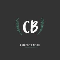 cb escritura inicial a mano y diseño de logotipo de firma con círculo. hermoso diseño de logotipo escrito a mano para moda, equipo, boda, logotipo de lujo. vector