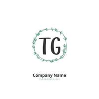 TG Initial handwriting and signature logo design with circle. Beautiful design handwritten logo for fashion, team, wedding, luxury logo. vector