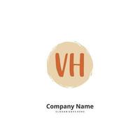 VH Initial handwriting and signature logo design with circle. Beautiful design handwritten logo for fashion, team, wedding, luxury logo. vector