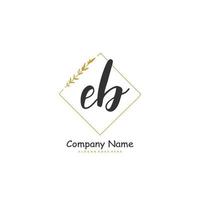 eb escritura inicial a mano y diseño de logotipo de firma con círculo. hermoso diseño de logotipo escrito a mano para moda, equipo, boda, logotipo de lujo. vector