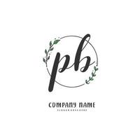 PB Initial handwriting and signature logo design with circle. Beautiful design handwritten logo for fashion, team, wedding, luxury logo. vector