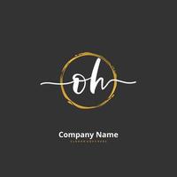 OH Initial handwriting and signature logo design with circle. Beautiful design handwritten logo for fashion, team, wedding, luxury logo. vector