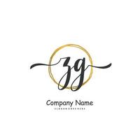 ZG Initial handwriting and signature logo design with circle. Beautiful design handwritten logo for fashion, team, wedding, luxury logo. vector