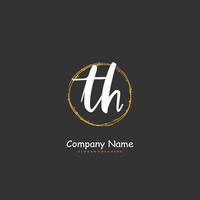 TH Initial handwriting and signature logo design with circle. Beautiful design handwritten logo for fashion, team, wedding, luxury logo. vector