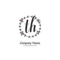 TH Initial handwriting and signature logo design with circle. Beautiful design handwritten logo for fashion, team, wedding, luxury logo. vector