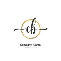 eb escritura inicial a mano y diseño de logotipo de firma con círculo. hermoso diseño de logotipo escrito a mano para moda, equipo, boda, logotipo de lujo. vector