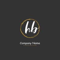 hb escritura a mano inicial y diseño de logotipo de firma con círculo. hermoso diseño de logotipo escrito a mano para moda, equipo, boda, logotipo de lujo. vector