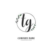 TG Initial handwriting and signature logo design with circle. Beautiful design handwritten logo for fashion, team, wedding, luxury logo. vector