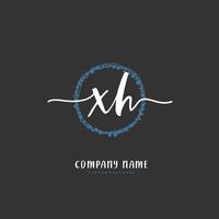 XH Initial handwriting and signature logo design with circle. Beautiful design handwritten logo for fashion, team, wedding, luxury logo. vector