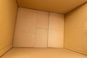 Open empty brown cardboard box background top view photo