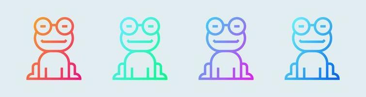 Frog line icon in gradient colors. Cute wildlife signs vector illustration.