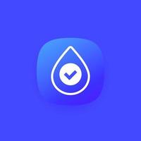 water drop icon and a check mark, vector