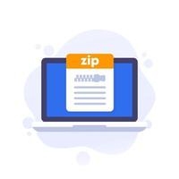 Zip file in computer vector icon