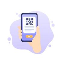 qr code icon with phone, vector